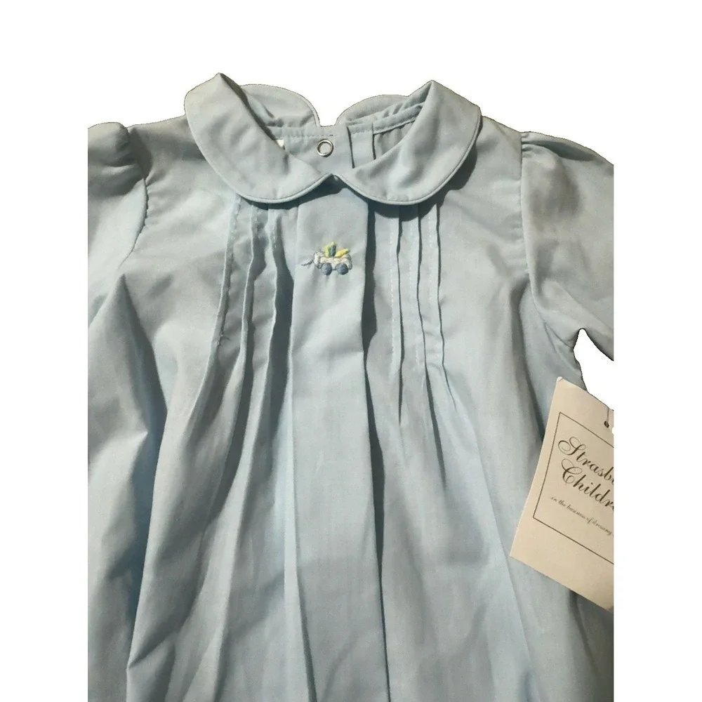 Strasburg Children Baby Blue Christening One Size Romper Heirloom Gown NWT Boy